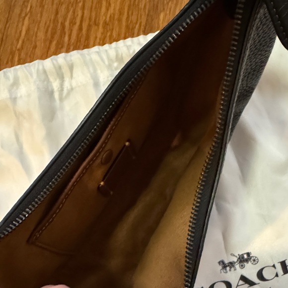 Coach Luna Black Pebbled Leather Shoulder Bag - Picture 4 of 5